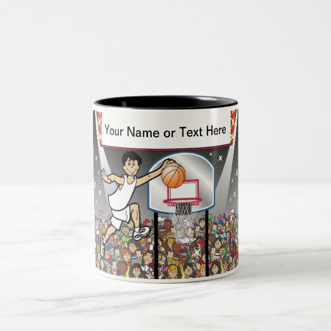 Personalised Basketball Player - Male Cartoon Two-Tone Coffee Mug (Center)