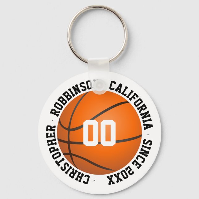 Personalised Basketball Player Name Key Ring (Front)