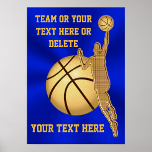 Personalised Basketball Posters Blue and Gold