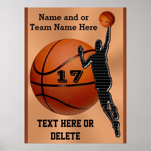 Personalised Basketball Posters Choose Poster Size (Front)