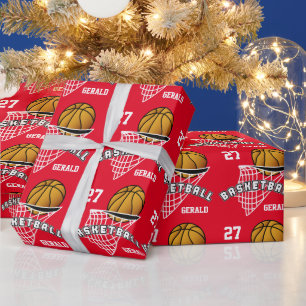 Personalised Basketball - Red Wrapping Paper