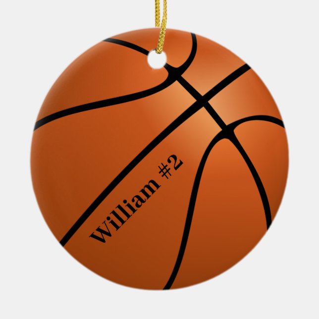 Personalised Basketball Sport Ceramic Tree Decoration (Front)