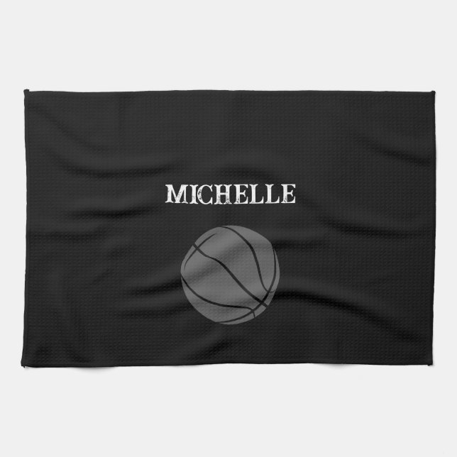 Personalised Basketball Tea Towel (Horizontal)