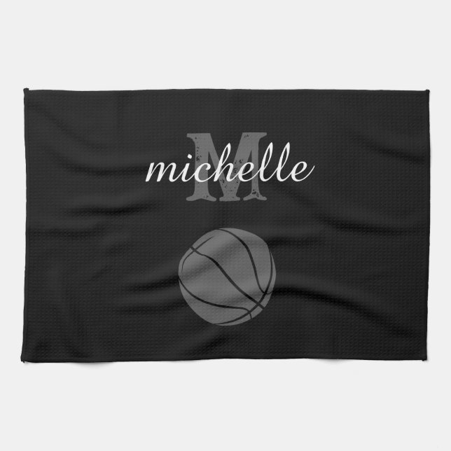 Personalised Basketball Tea Towel (Horizontal)