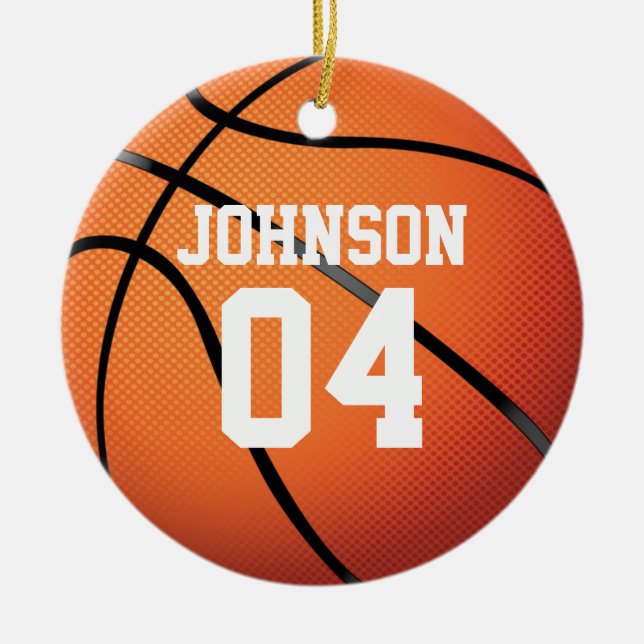 Personalised Basketball Team Christmas Ceramic Tree Decoration (Front)