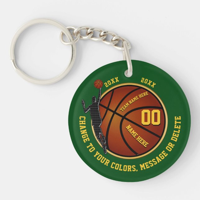 Personalised Basketball Team Gifts in Your COLORS Key Ring (Front)