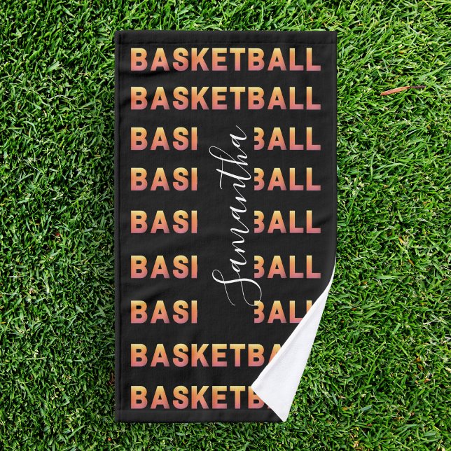 Personalised Basketball Team Kids Name Modern Cool Hand Towel (Creator Uploaded)