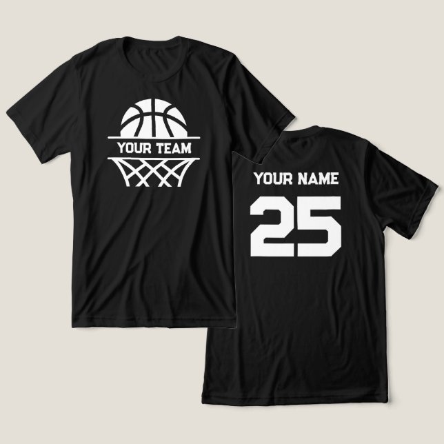 Personalised Basketball Team Name, Your Name & Num Tri-Blend Shirt (Design Front & Back)