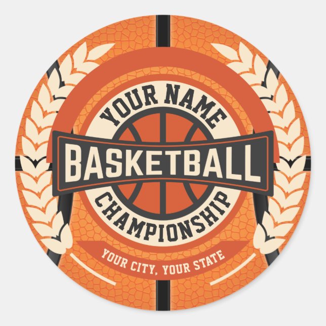 Personalised Basketball Team Player Custom Athlete Classic Round Sticker (Front)