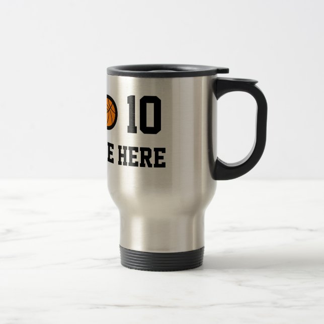 Personalised basketball travel mug with number (Right)