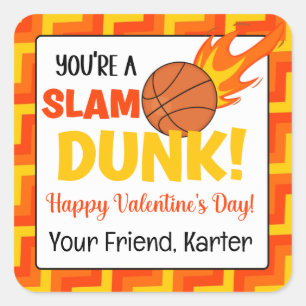 Personalised Basketball Valentine's Day  Square Sticker