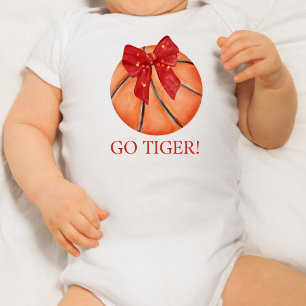 Personalised Basketball with bow Go Team Baby Bodysuit