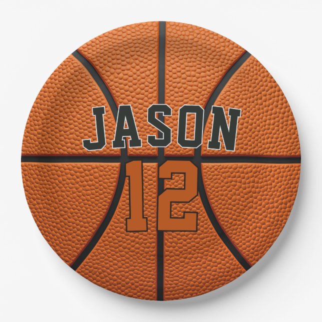 Personalised Basketball with Name & Age Paper Plate (Front)