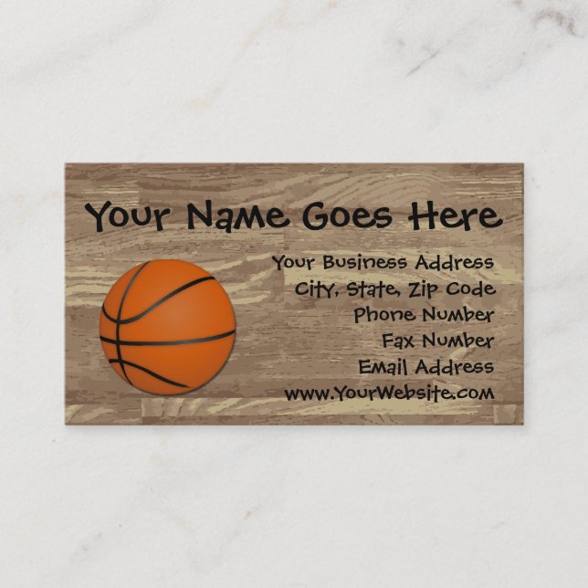 Personalised Basketball Wood Floor Business Card (Front)