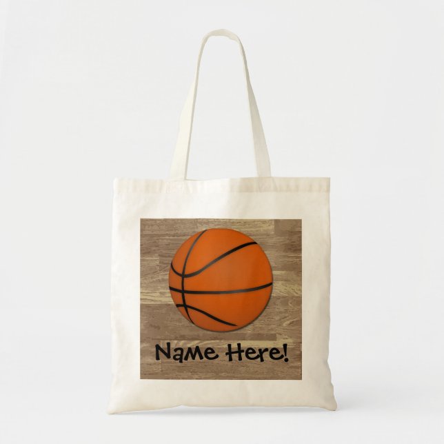 Personalised Basketball Wood Floor Tote Bag (Front)