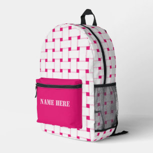 Personalised Basketweave Pattern on Dogwood Rose Printed Backpack