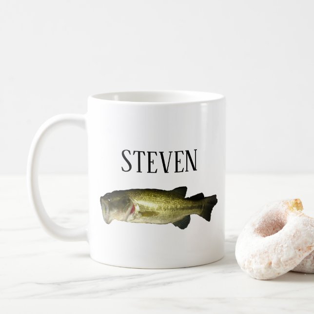 Personalised Bass Fish Coffee Mug (With Donut)