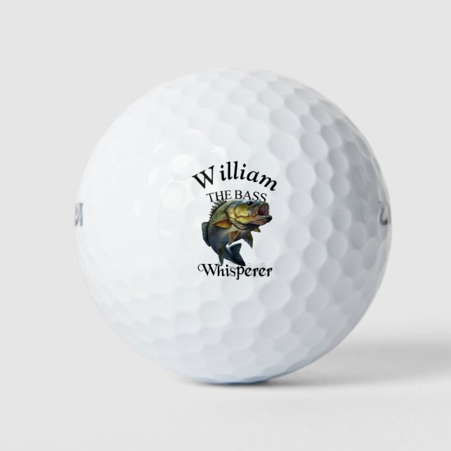 Personalised Bass Whisperer Fisherman Golf Balls (Front)