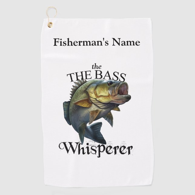 Personalised Bass Whisperer Light Fishing Towel (Front)