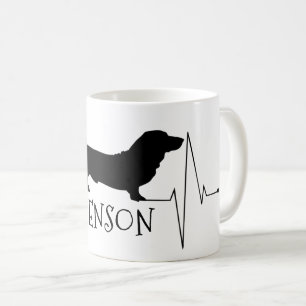 Personalised Basset Hound Love My Dog Heart Beat Coffee Mug