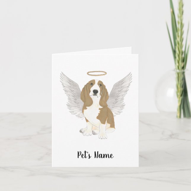 Personalised Basset Hound Sympathy Memorial Card (Front)