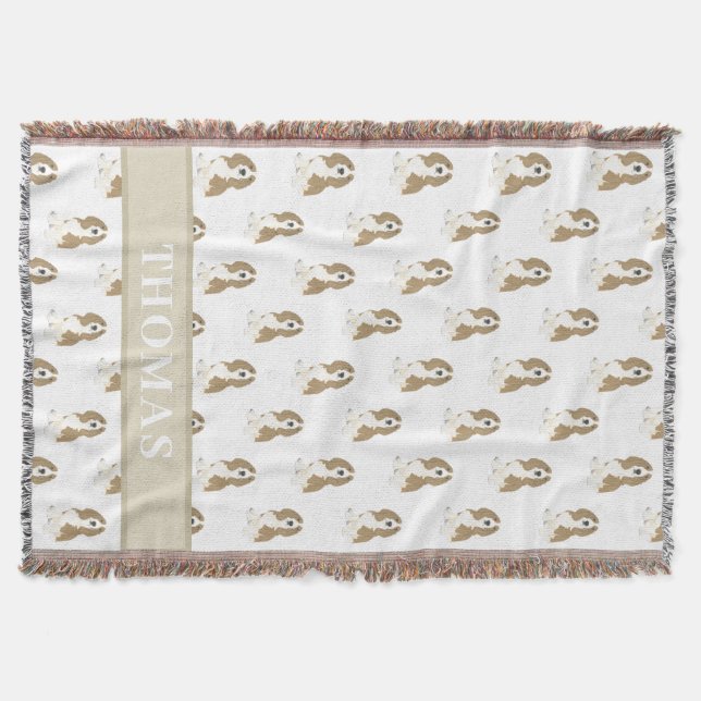 Personalised Basset Hound Throw Blanket (Front)