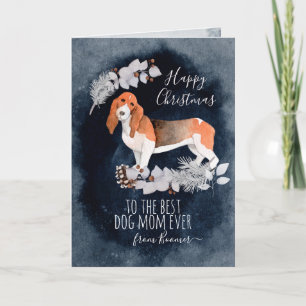 Personalised Bassett Hound Mum Christmas Holiday Card