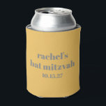 Personalised Bat Mitzvah Favour Yellow Grey Can Cooler<br><div class="desc">Keep the party cool with this stylish personalised Bat Mitzvah can cooler! Featuring a modern minimalist design with bold typography, this custom drink sleeve is a fun and practical favour for guests. Perfect for receptions, celebrations, and party keepsakes, this can cooler adds a unique touch to any Bat Mitzvah event....</div>
