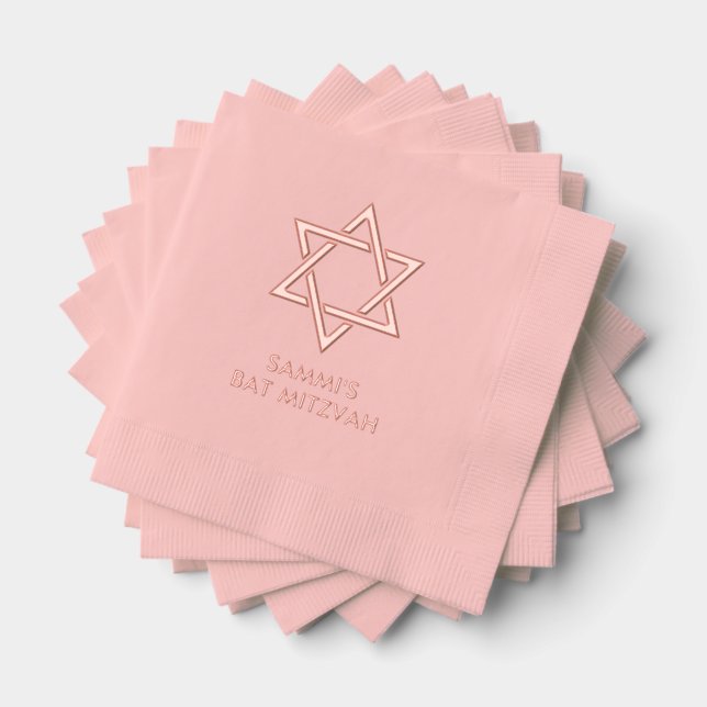 Personalised Bat Mitzvah Foil Stamped Napkins (Insitu (Stacked))