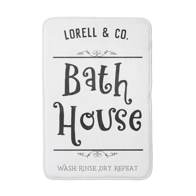 Personalised Bath House Lavatory Wash Rinse Dry  Bath Mat (Front Vertical)