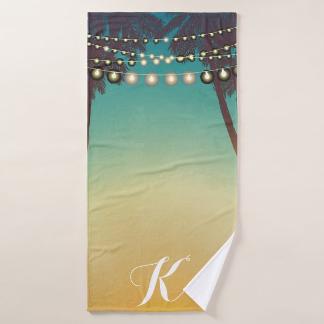 Personalised Bath Towel Beach Sunset Palm Tree Str (Bath Towel)