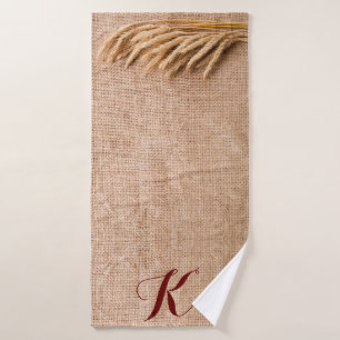 Personalised Bath Towel Wheat on Burlap Sack Count