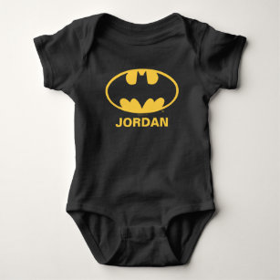 Personalised Batman Symbol   Oval Logo Baby Bodysuit