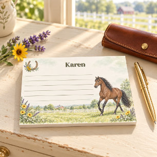 Personalised Bay Andalusian Horse Meadow Post-it Notes