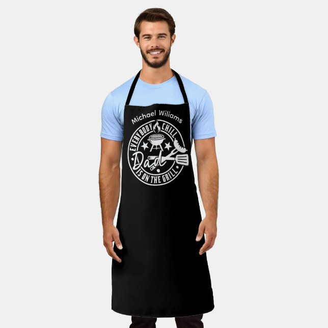 Personalised BBQ Apron for Dad Funny Grill Gift (Worn)