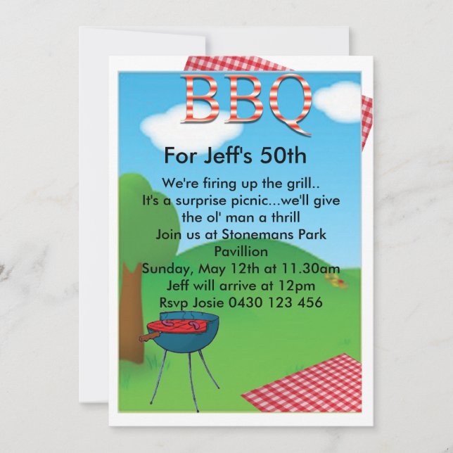 Personalised BBQ Custom Invitation (Front)