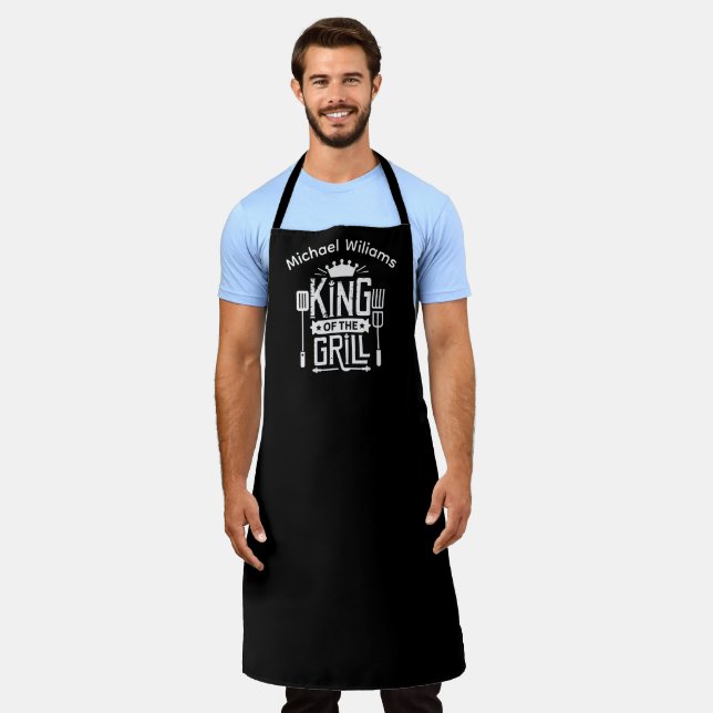 Personalised BBQ Gift for Dad or Him Apron (Worn)