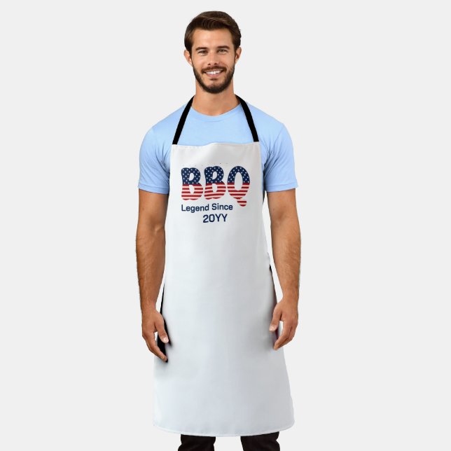 Personalised BBQ Legend Since Patriotic  Apron (Worn)