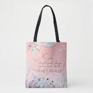 Personalised "Be a Mermaid" Pastel Glitter Tote Bag