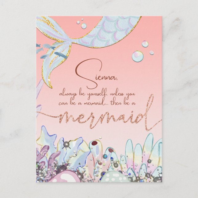 Personalised "Be a Mermaid" Postcard (Front)