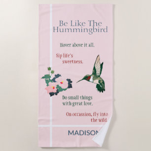 Personalised Be Like a Hummingbird Beach Towel