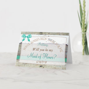 Personalised  be my Maid of Honour Rustic Card