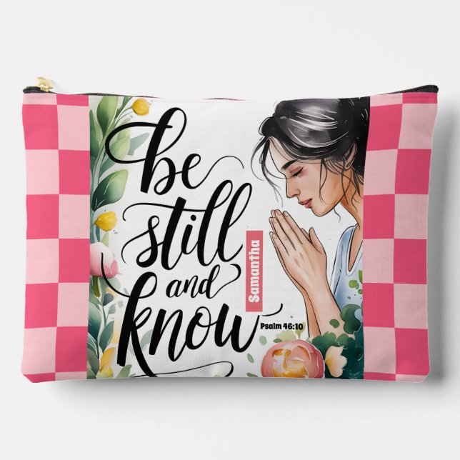 Personalised Be Still and Know Christian Women Accessory Pouch (Front)
