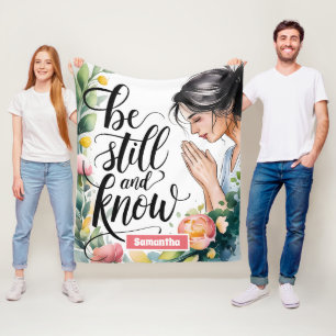 Personalised Be Still and Know Christian Women Fleece Blanket
