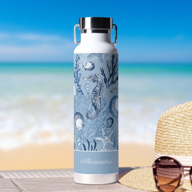 Personalised Beach Blue Ocean Sea Life Water Bottle (Creator Uploaded)