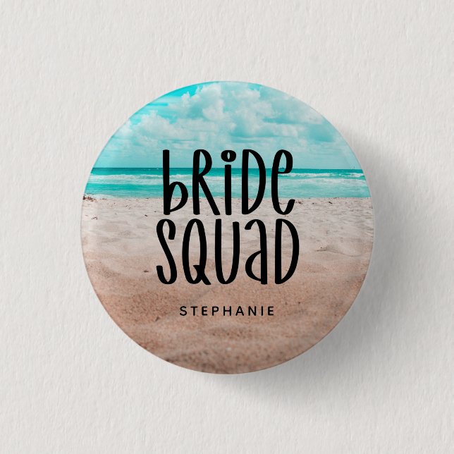 Personalised Beach Bride Squad Button (Front)