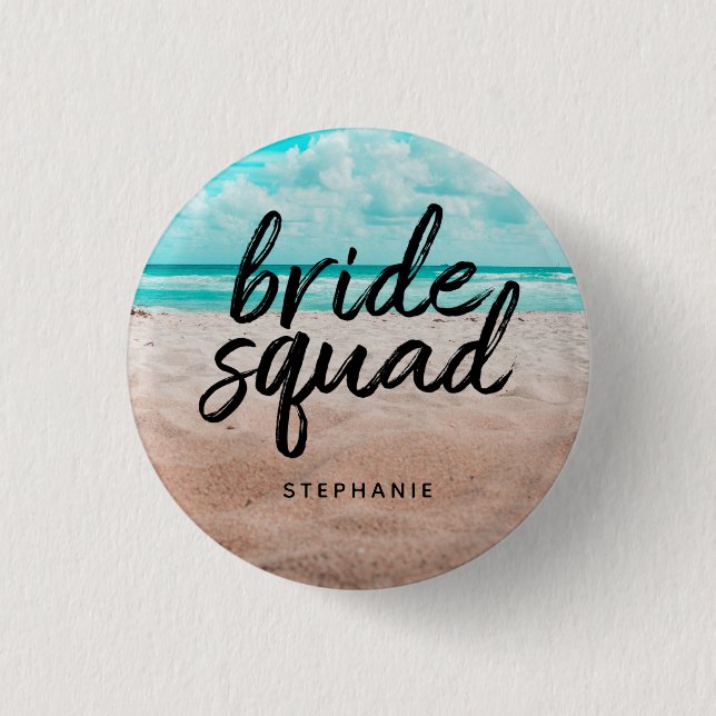 Personalised Beach Bride Squad Button (Front)