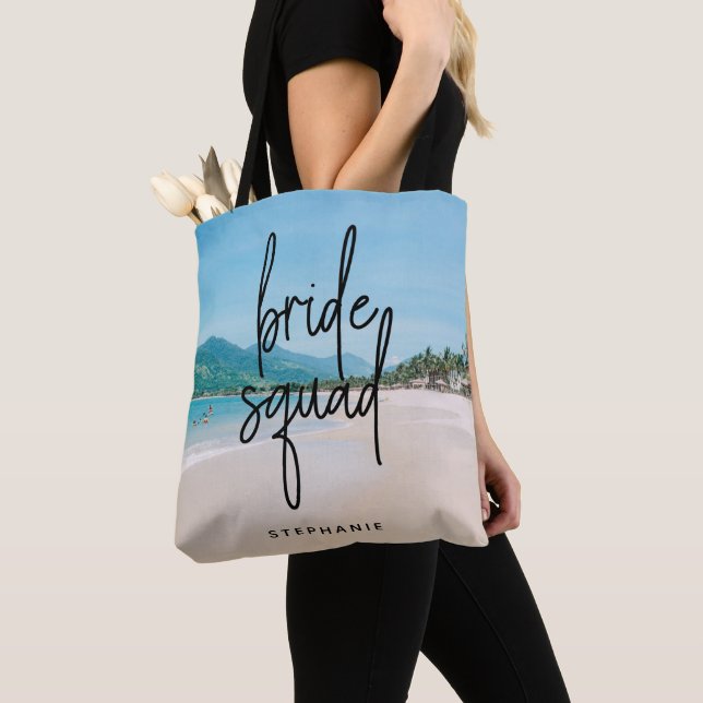 Personalised Beach Bride Squad Tote Bag (Close Up)