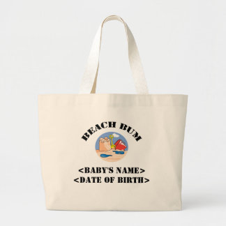 Personalised Beach Bum New Baby Gift Large Tote Bag