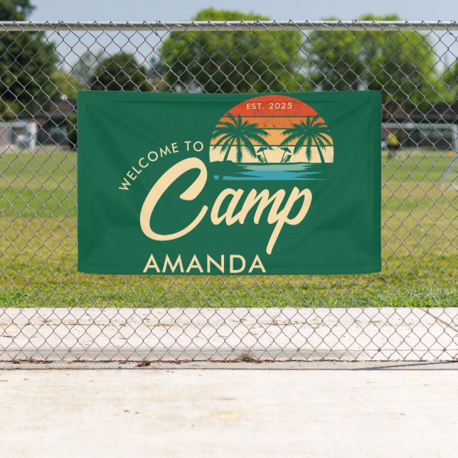 Personalised Beach Camp Bachelorette Party Custom Banner (Insitu)